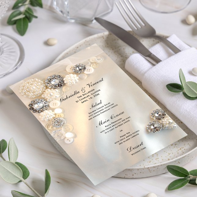 Menú Boda de botones de perla blanca falsa y de di (Subido por el creador)