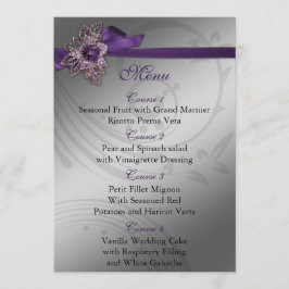 Menú Boda de broche vintage de la cinta Purple FAUX