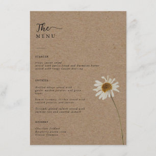 Menú Boda de Budget Rustic Dried Sunflower Kraft