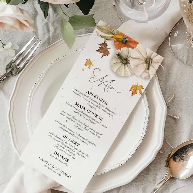 Menú Boda de calabaza de caída rusa (Autumn Pumpkin Wedding Menu Card)