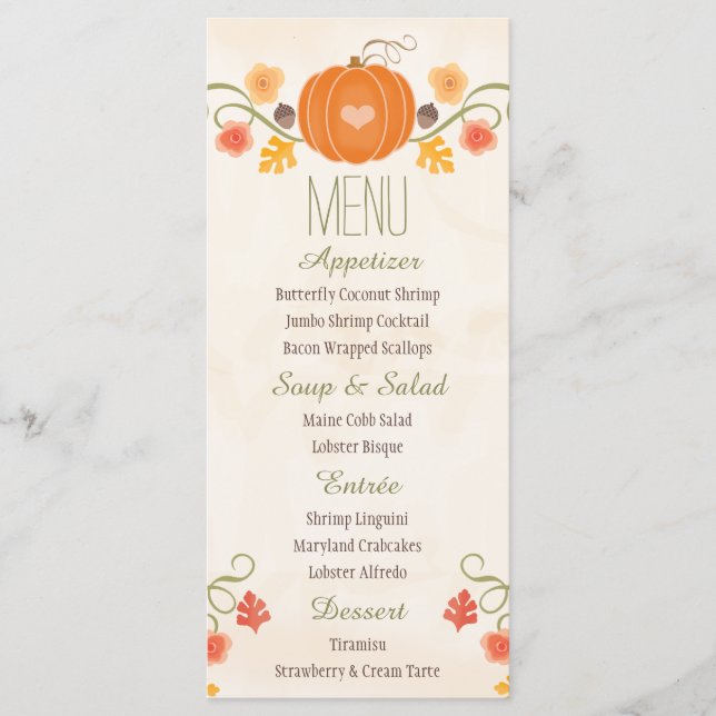 Menú Boda de calabaza de otoño (Anverso)