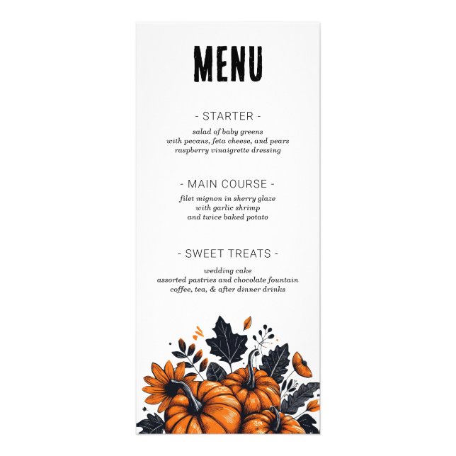 Menú Boda de calabazas de bonito (Frente)
