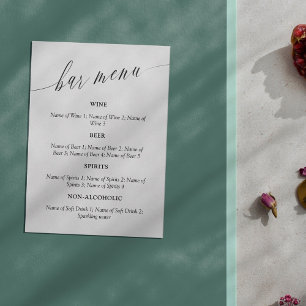 Menú Boda de caligrafía Delicada