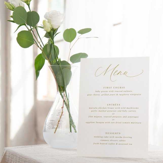 Menú Boda de Caligrafía Dorada Simple y Elegante (Subido por el creador)