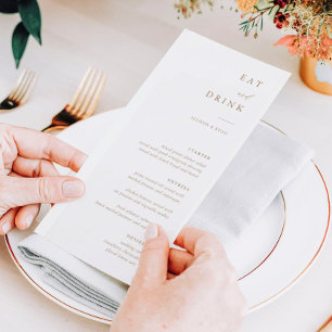Menú Boda de caligrafía elegante de oro