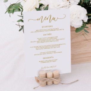 Menú Boda de Caligrafía Giratoria con Rebote (Dorado Pl