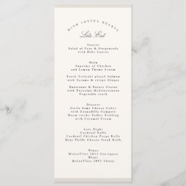 Menú Boda de Caligrafía Minimalista Elegante