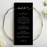 Menú Boda de caligrafía moderna de oro blanco negro<br><div class="desc">parte de una colección *no Relieve metalizado real</div>