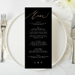Menú Boda de caligrafía moderna de oro negro blanco<br><div class="desc">parte de una colección *no Relieve metalizado real</div>