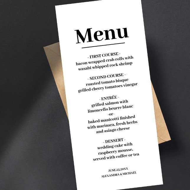 Menú Boda de caligrafía moderna minimalista (Subido por el creador)