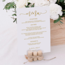 Menú Boda de Caligrafía Saltarina Giratoria (Dorado Pla