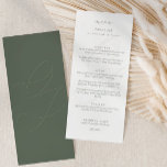 Menú Boda de caligrafía Simple Sage Green Initials<br><div class="desc">Menú Boda de caligrafía de iniciaciones verdes de sabio simple</div>