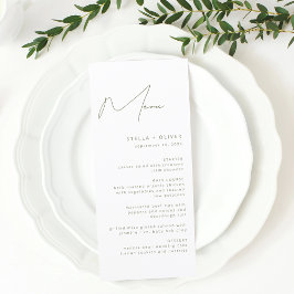 Menú Boda de caligrafía verde sage moderna