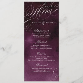 Menú boda de calligrafía de plum romántico