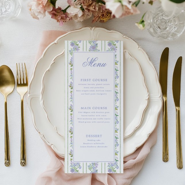 Menú Boda de campo con rayas florales (Subido por el creador)