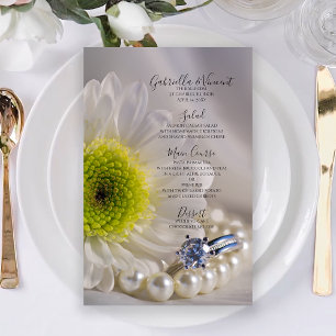 Menú Boda de canto de margarita blanca y anillos d