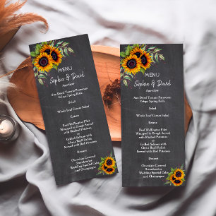 Menú Boda de cantos de fondo de girasoles de color