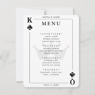 Menú Boda de cartas de Rey y Reina de clubes