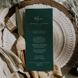 Menú Boda de cena de la Coordenadas de verde esmer<br><div class="desc">Esta carta de menú boda de esmeralda es perfecta para un boda boho. El elegante y rústico diseño presenta un color verde oscuro morado con un toque bohemio moderno. Coordina con la colección de vegetación esmeralda de Fresh & Yummy Paperie. Este menú se puede utilizar para la recepción de bodas,...</div>