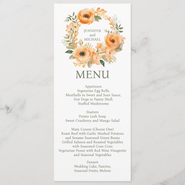 Menú Boda de cena de verano o de almuerzo (Anverso)