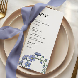 Menú Boda de cena floral moderna azul pervinca