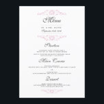 Menú Boda de cena rosa elegante y delicioso<br><div class="desc">Elegante diseño rosa floreciente. Invitación coincidente,  tarjetas rsvp,  sellos postales y más en la tienda Little Bayleigh.</div>