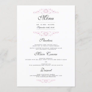 Menú Boda de cena rosa elegante y delicioso