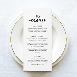 Menú Boda de cena simple y elegante