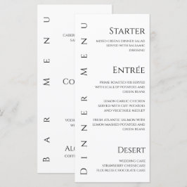 Menú boda de cena y bar - Negro y blanco-
