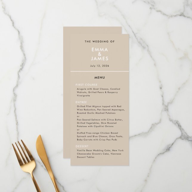 Menú Boda de Champagne con Ampersand invertido | Elegan (Anverso/Reverso In Situ)
