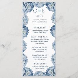 Menú Boda de Cinta de Hortensia Azul Elegante