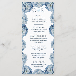 Menú Boda de Cinta de Hortensia Azul Elegante