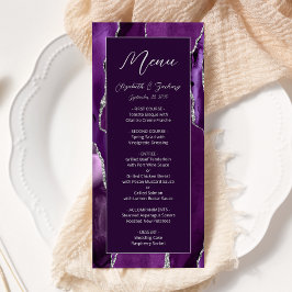 Menú Boda de ciruela de plata púrpura moderna