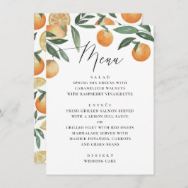 Menú Boda de cítricos acuarela. Jardín veraniego de flo