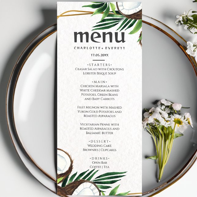 Menú boda de coco hawaiano tropical (Subido por el creador)
