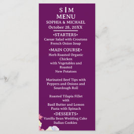 Menú Boda de código QR de las flores de color rosa azul