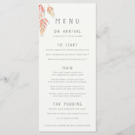 Menú Boda de color acuático de bodas