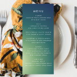 Menú Boda de color azul verde degradado ultramoderno<br><div class="desc">menú delgado para coincidir con la colección *si desea más opciones de papel este diseño se puede transferir a un programa delgado *o para más ayuda póngase en contacto conmigo</div>
