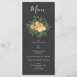Menú Boda de color gris oscuro con floral moderna