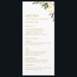 Menú boda de color marfil acuarela floral<br><div class="desc">Un maravilloso diseño temático boda floral con bonitas flores acuarelas. El color y el texto se pueden personalizar.</div>