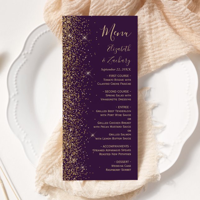 Menú Boda de color púrpura oscuro con brillo dorado mod (Subido por el creador)