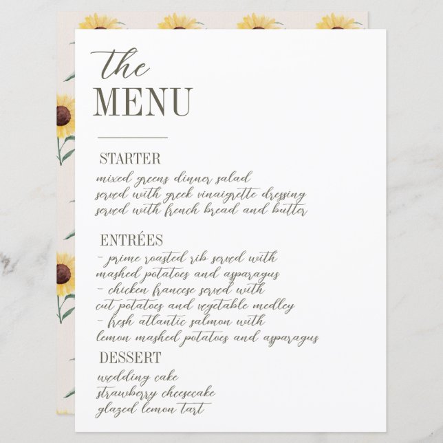 Menú Boda de color retro pastel (Anverso / Reverso)