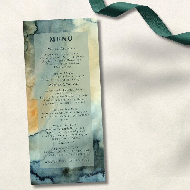 Menú Boda de color verde granito azul de moda (Subido por el creador)