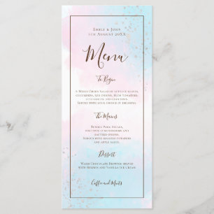 Menú Boda de confetti color rosa Verde azulado rosado