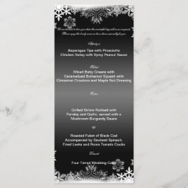 Menú Boda de copos de nieve en blanco y negro