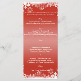 Menú Boda de copos de nieve rojos y blancos
