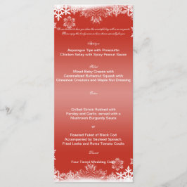 Menú Boda de copos de nieve rojos y blancos