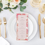 Menú Boda de coral de color de agua suave rosa floral r<br><div class="desc">Personalizar todo el texto; el nombre de Novia y Groom en la parte trasera es personalizable. Eliminar o cambiar la forma,  el color y el gráfico según desee.</div>