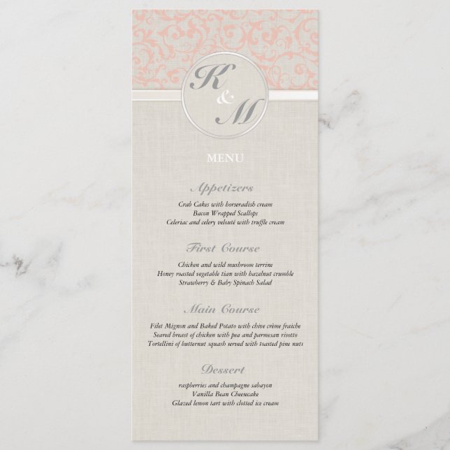 Menú Boda de coral SmartElegance (Anverso)