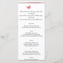 Menú Boda de corazón de mariposa Rosa Persimmon